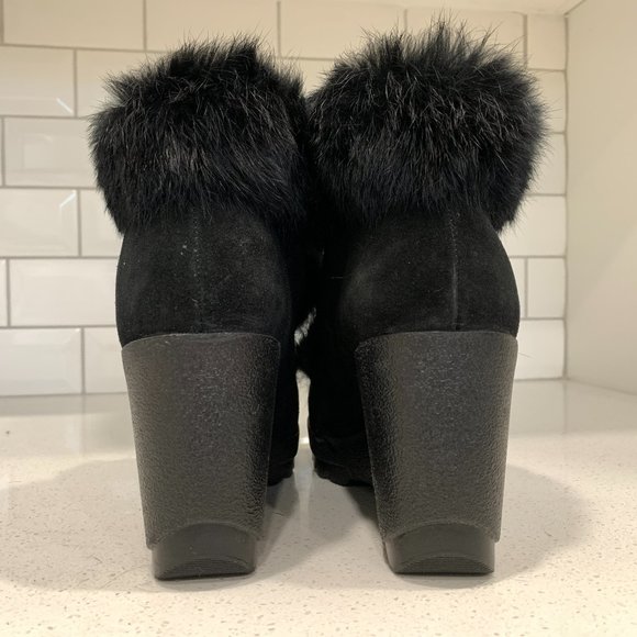 💖COACH Black Suede Rabbit Fur Boots Italian NWOT - Picture 6 of 11